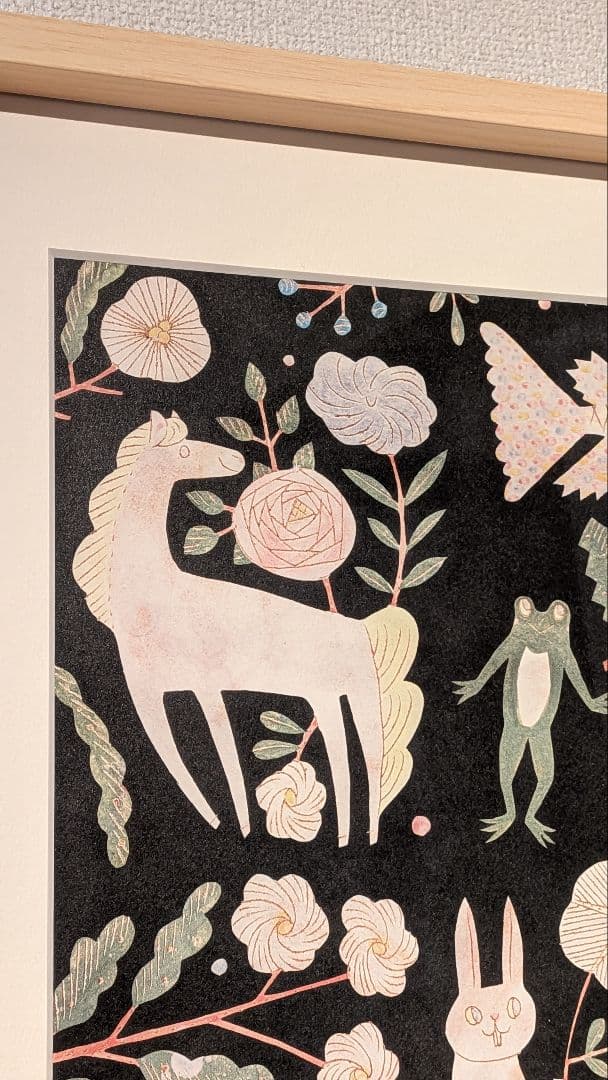 【美品】レアもの　鹿児島睦　動物絵　植物絵　ポスター　額装あり