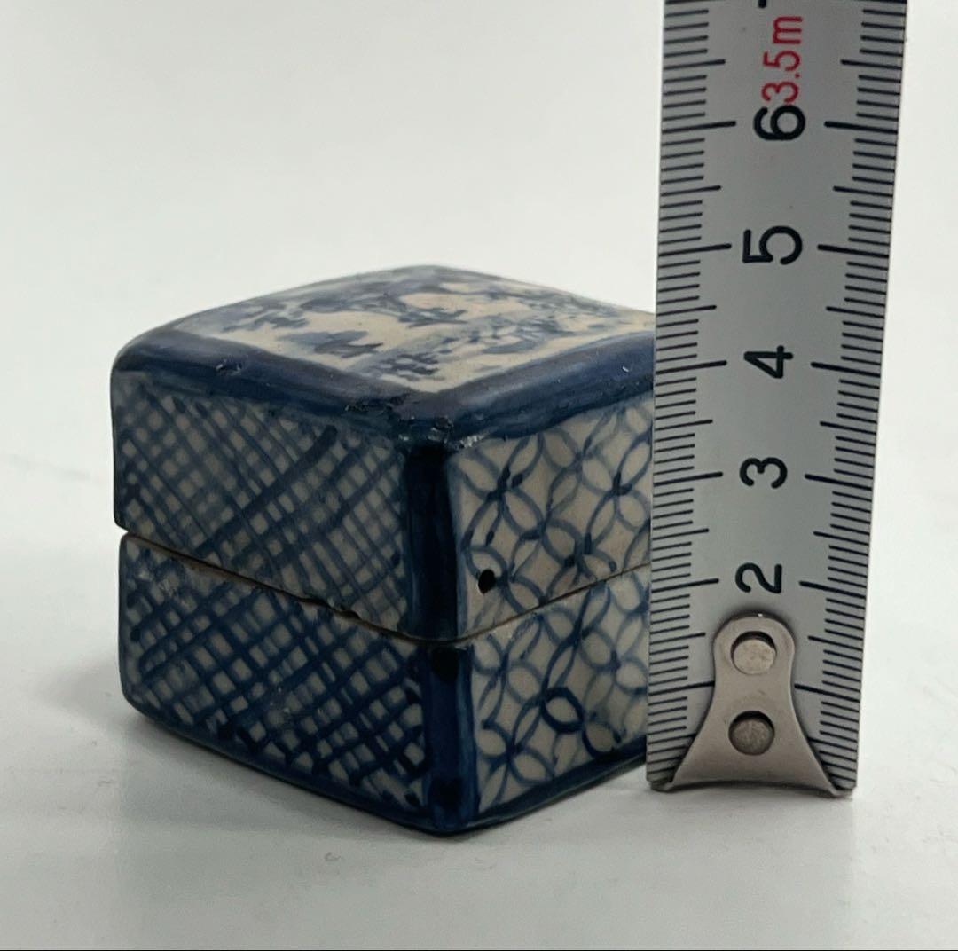 極上 古美術　染付香盒 M--006