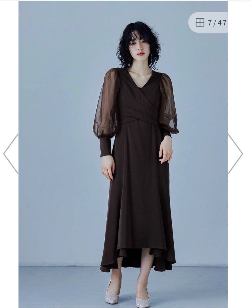 クロスデザインブラウスセットドレス 結婚式パーティードレスオケージョン