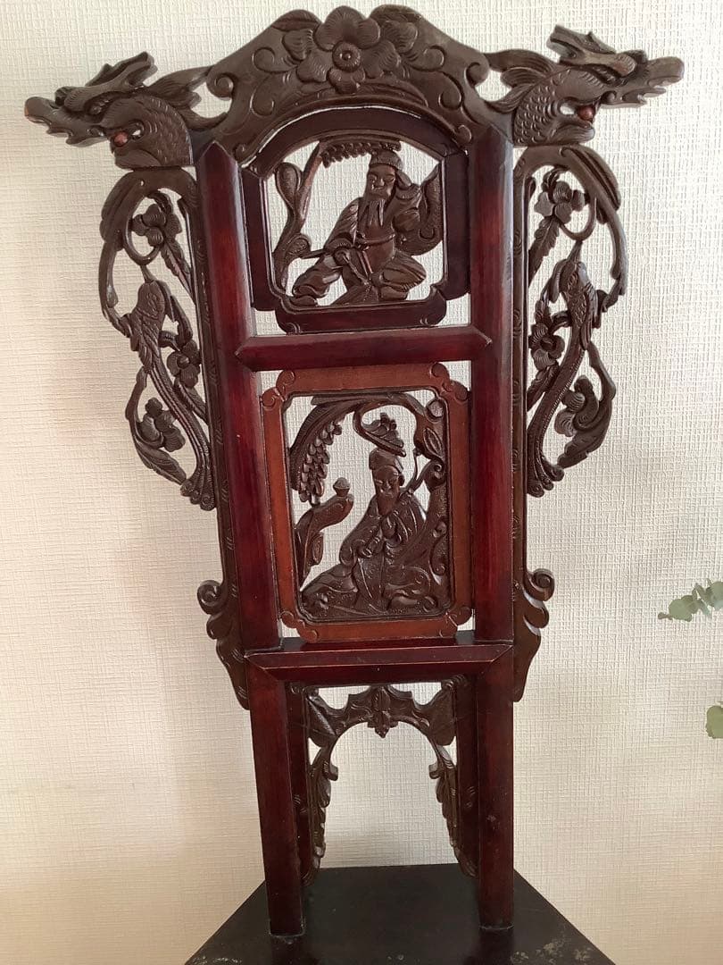 アンティーク中国家具 猫脚椅子 花台 古家具 ディスプレイ シノワズリ 希少風水