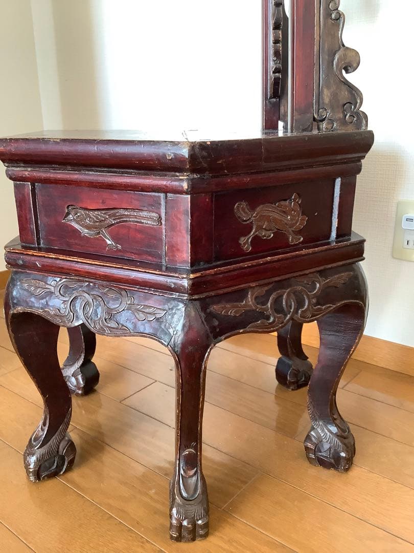 アンティーク中国家具 猫脚椅子 花台 古家具 ディスプレイ シノワズリ 希少風水