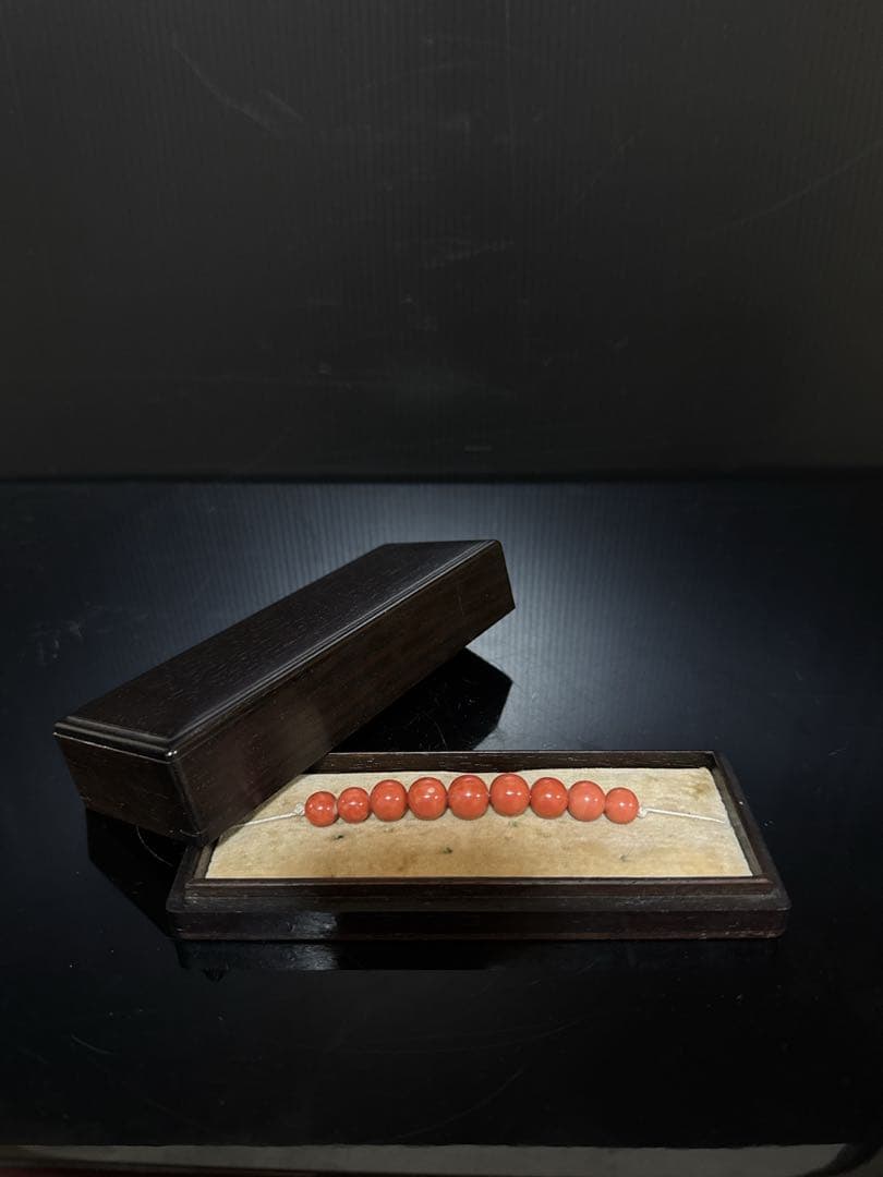 時代 本珊瑚 玉 緒締玉 髪飾 唐木箱付