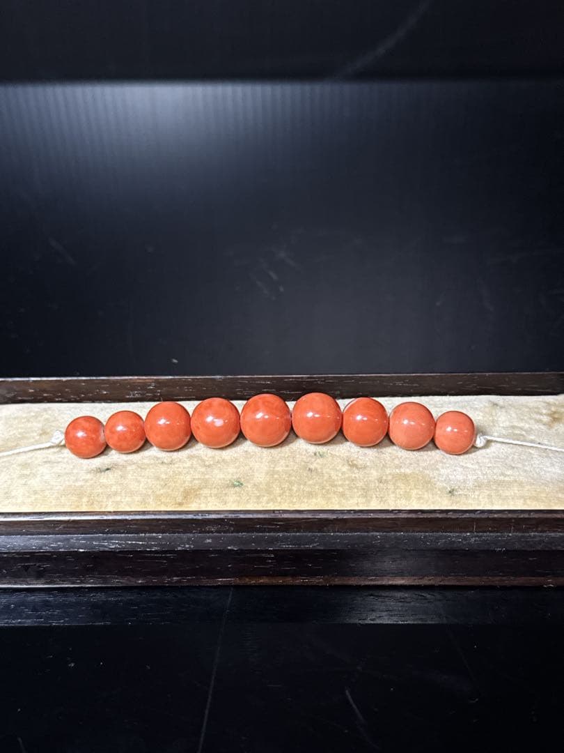 時代 本珊瑚 玉 緒締玉 髪飾 唐木箱付