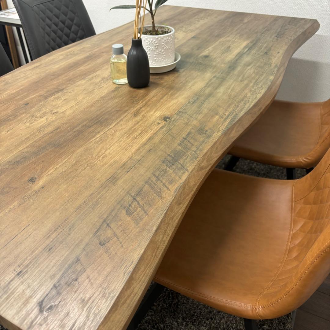 ダイニングテーブル　一枚板風　大きめ　木目　かっこいい　160㎝　ダイナミック