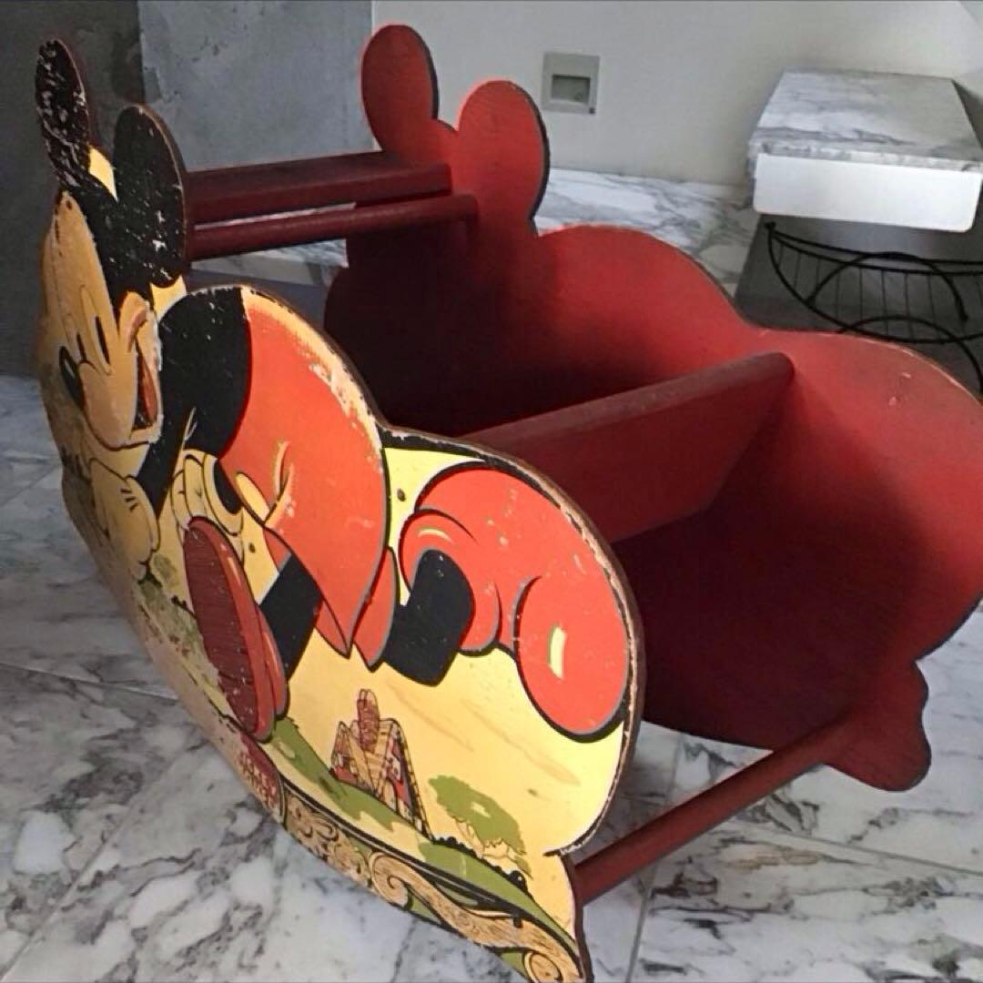 ミッキーマウス W.D.P. ビンテージ 子供用木製ロッキング 特大サイズ