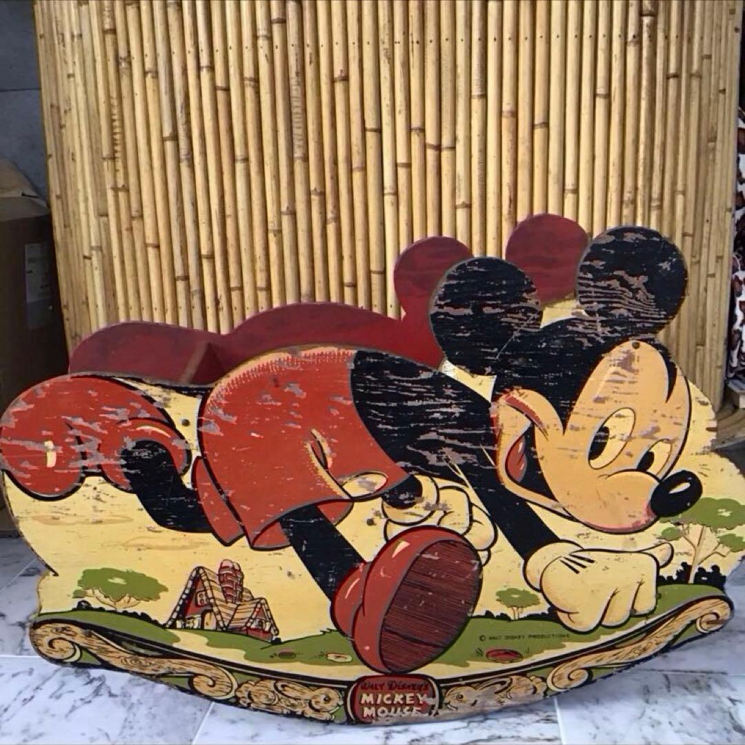 ミッキーマウス W.D.P. ビンテージ 子供用木製ロッキング 特大サイズ