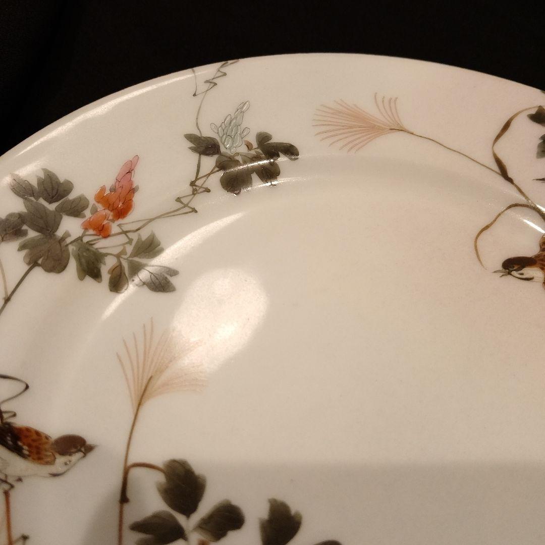 明治期　横浜焼　井村彦次郎　雀　皿　骨董　里帰り　輸出品