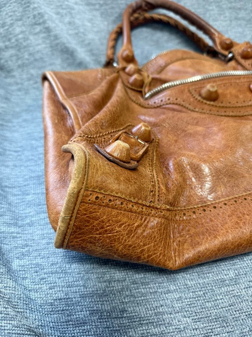 【mx品】BALENCIAGA ブラウンレザー ハンドバッグ