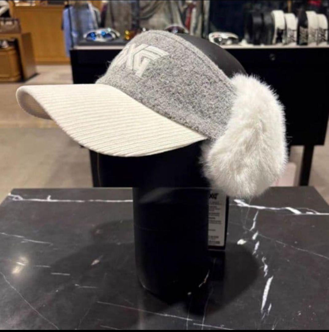 PXG ゴルフ レディース 耳あて付きキャップ グレー/ホワイト