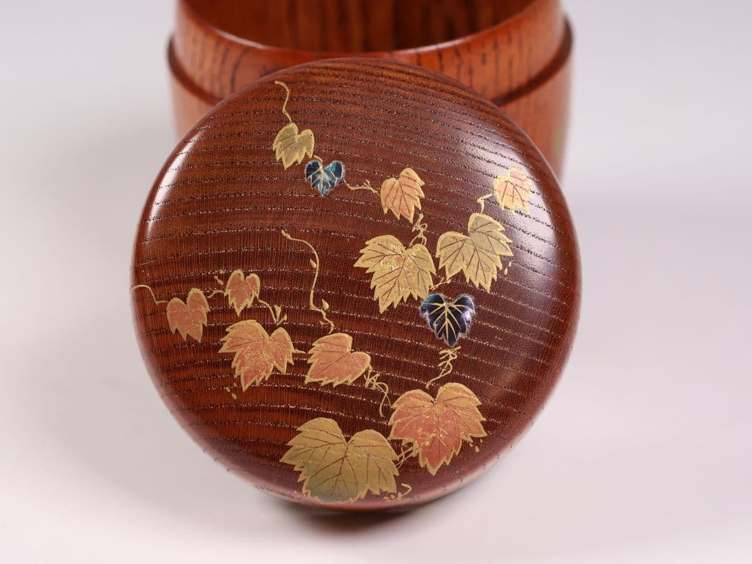 専用品 茶道具 中出松峰 欅拭漆 蔦蒔絵 中棗 共箱 木製 漆芸【MA907】