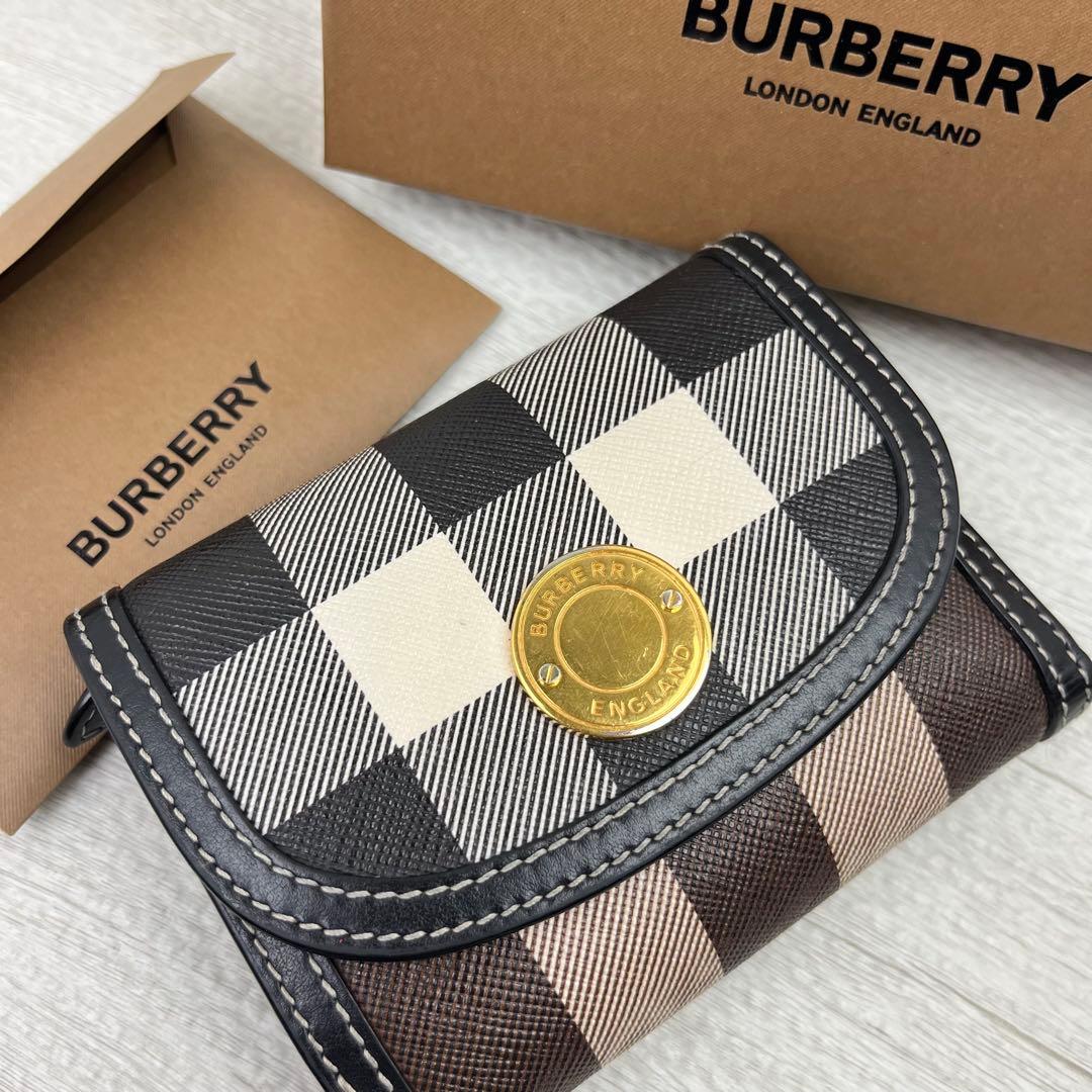 現行✨ バーバリー 三つ折財布 スモールチェック フォールディングウォレット