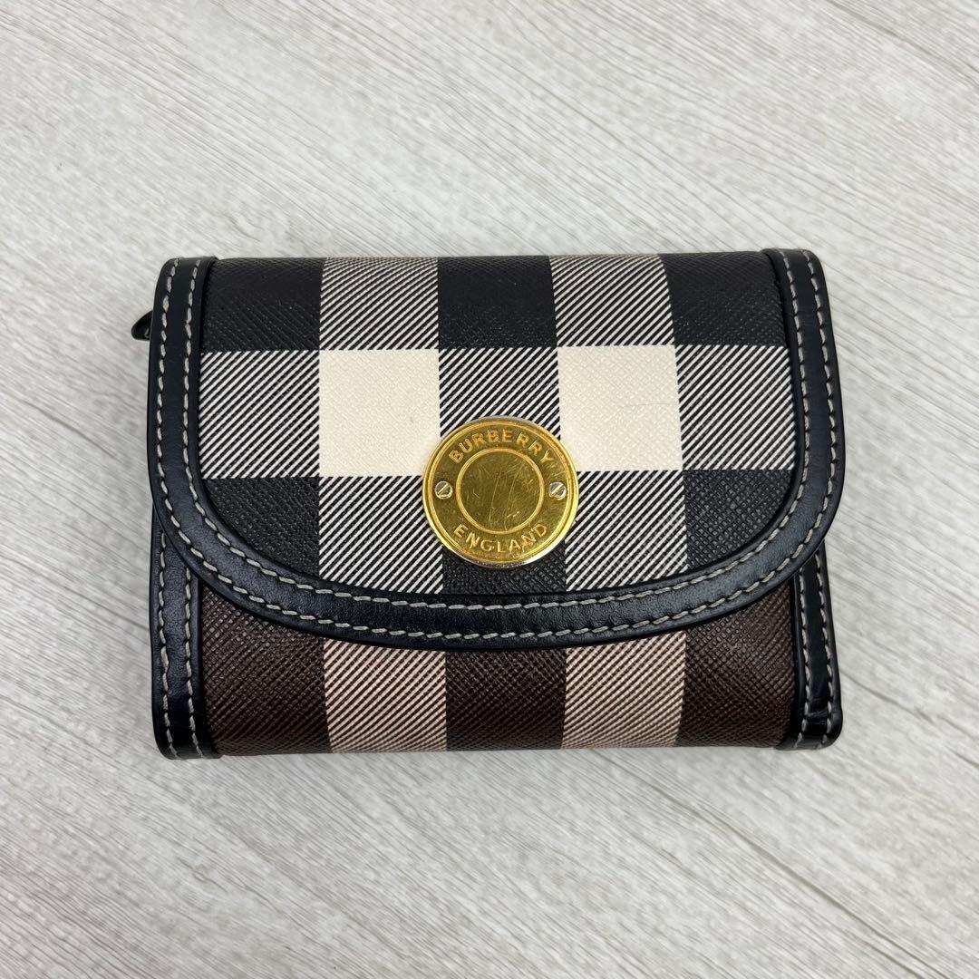 現行✨ バーバリー 三つ折財布 スモールチェック フォールディングウォレット