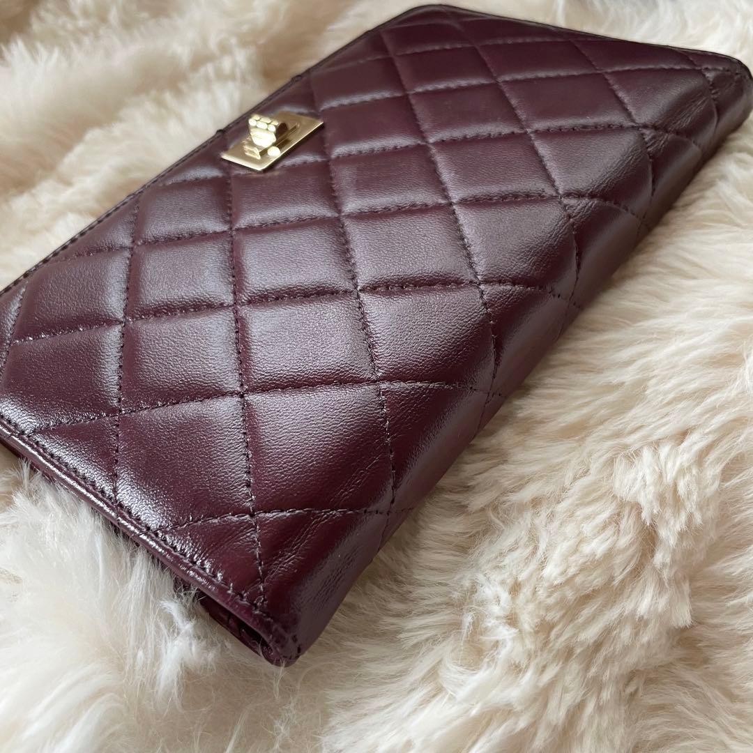 シャネル CHANEL 財布 二つ折り パープル マトラッセ 2.55 正規品
