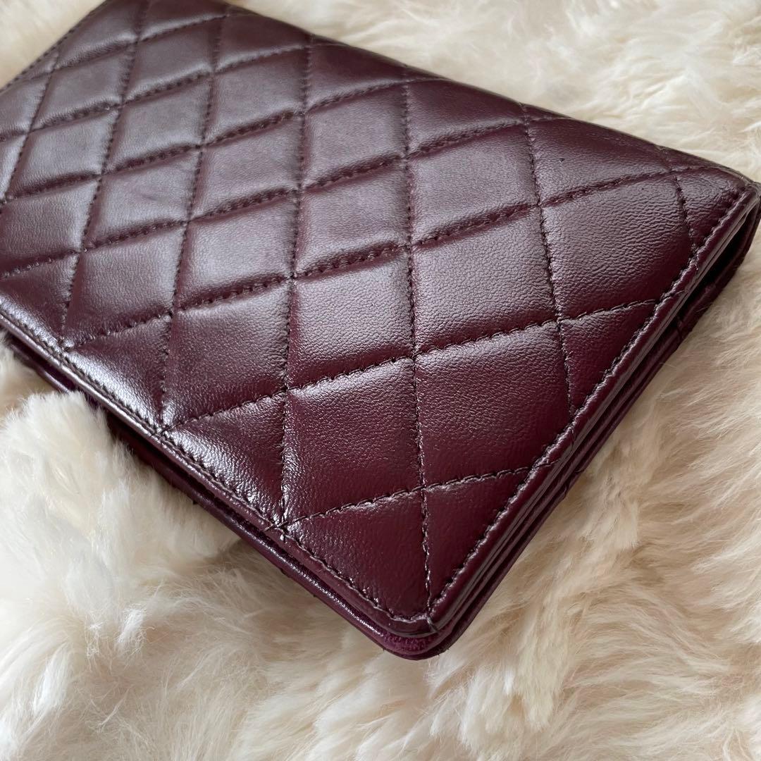 シャネル CHANEL 財布 二つ折り パープル マトラッセ 2.55 正規品