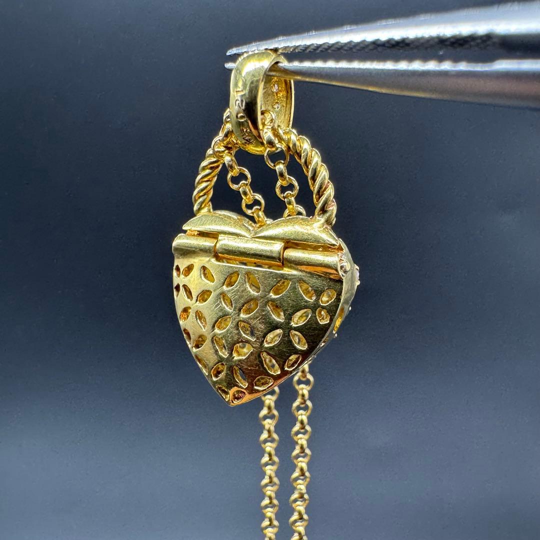 K18 ハートモチーフ ロケットペンダントネックレス