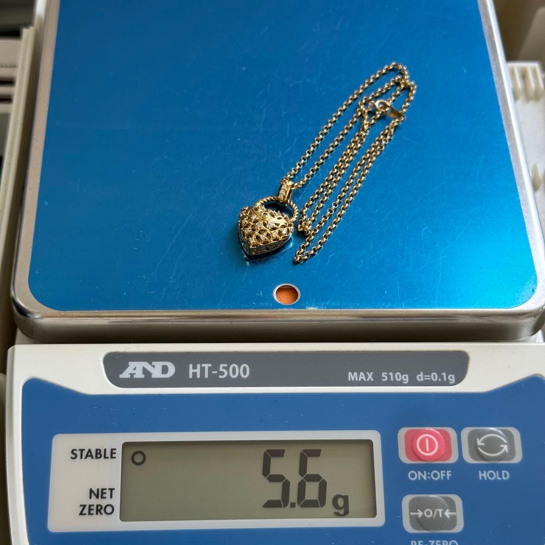 K18 ハートモチーフ ロケットペンダントネックレス