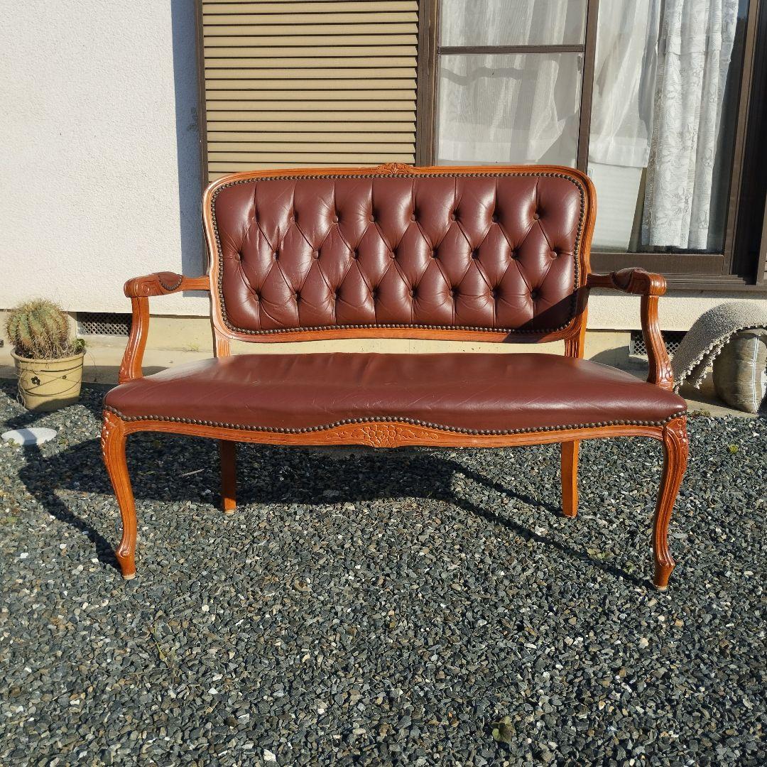 ロココ調　猫脚　二人掛けソファ