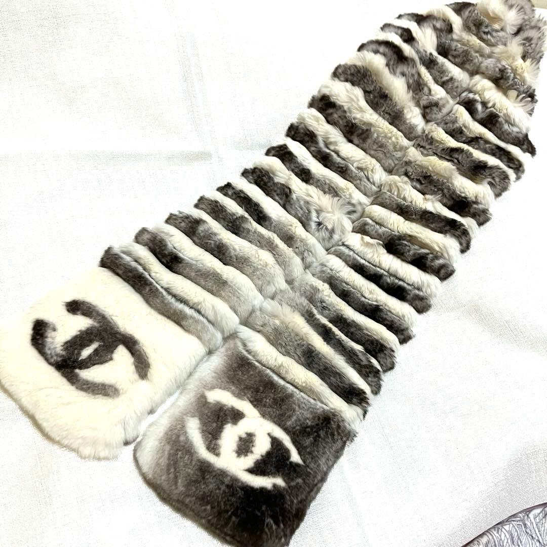 美品】CHANEL オリラグ マフラー ココマーク CC シャネル リアルファー