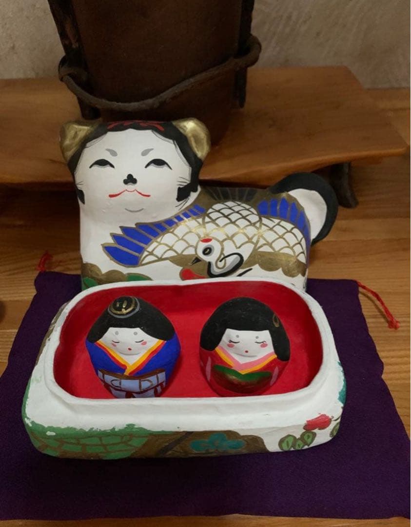 myg52•*¨*•.¸ 瀬戸陶芸社 七五三 犬筥 雛祭り 2点まとめ割り