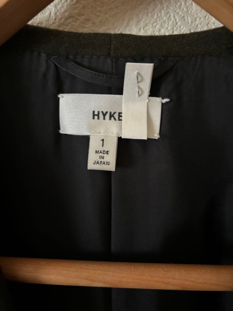 お値下げ中【HYKE】 チェスターコート　カーキ　ウール　サイズ1