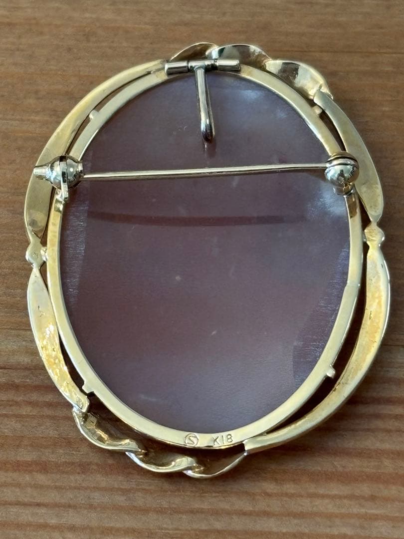 カメオブローチ ペンダントヘッド　女性の横顔デザイン　K18