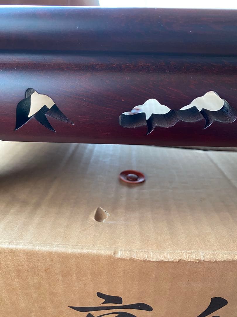 唐木花台・飾り台　松竹梅彫　紫檀　木製