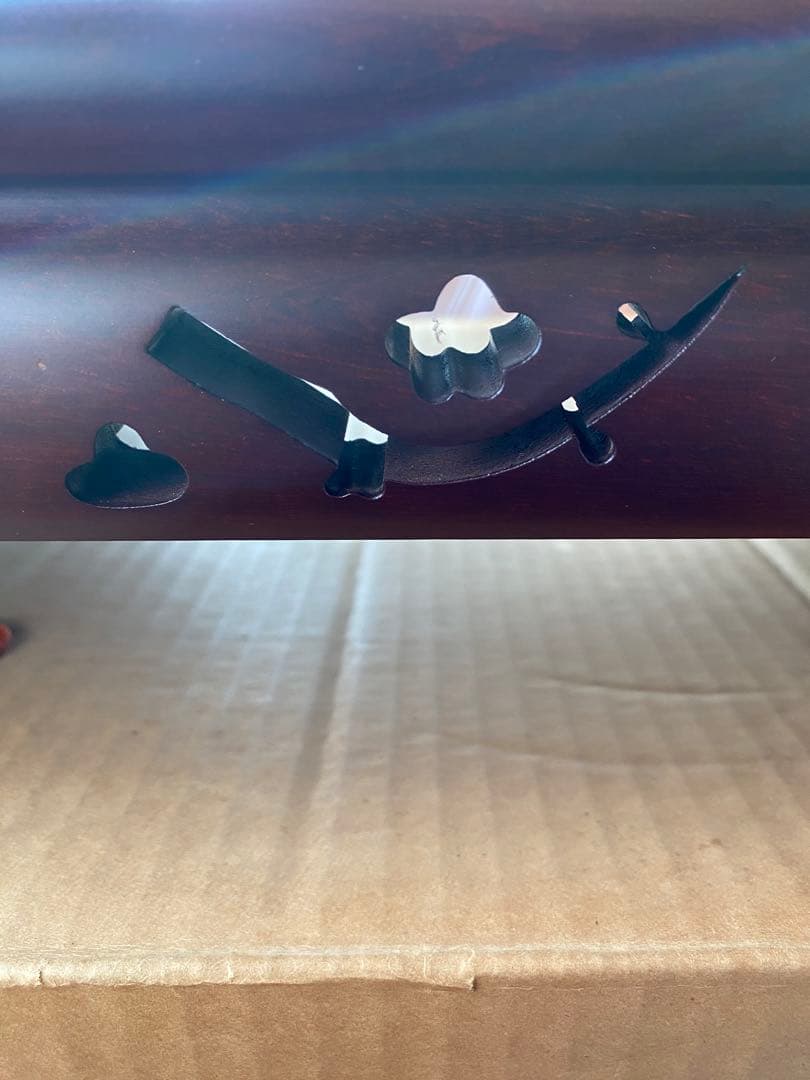 唐木花台・飾り台　松竹梅彫　紫檀　木製