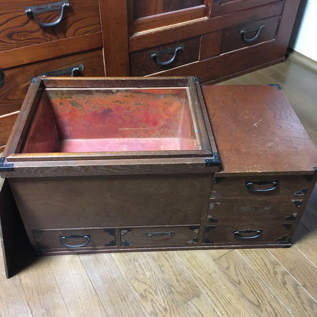 木製長火鉢　角火鉢　古道具 アンティーク　囲炉裏