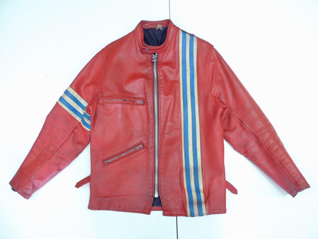 70S VINTAGE TT leathers英国製ストライプ レザーライダース