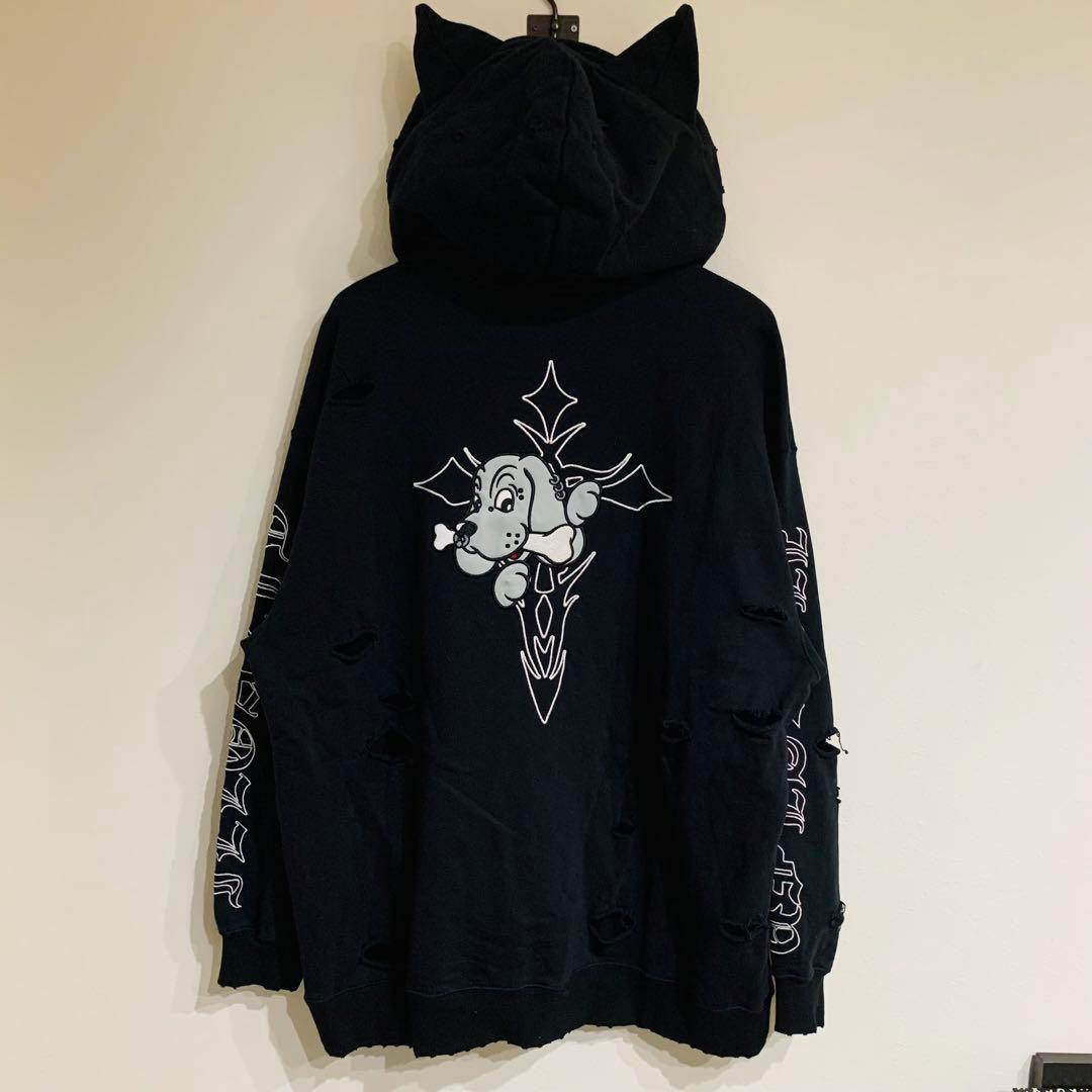 GALFY　ガルフィー　パーカー　オーバーサイズ　ダメージ　大型犬　クロス　猫耳