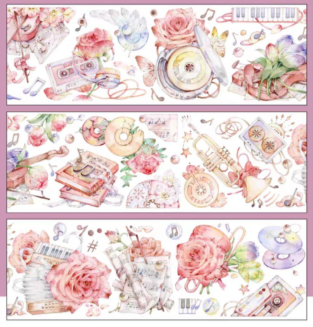 巻売 554★ 海外 マスキングテープ マステ PET 装飾 花 薔薇 贝壳光