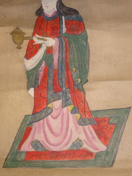 稀少 アンティーク 神社 聖徳太子 紙本 肉筆 掛軸 神道 絵画 日本画 古美術