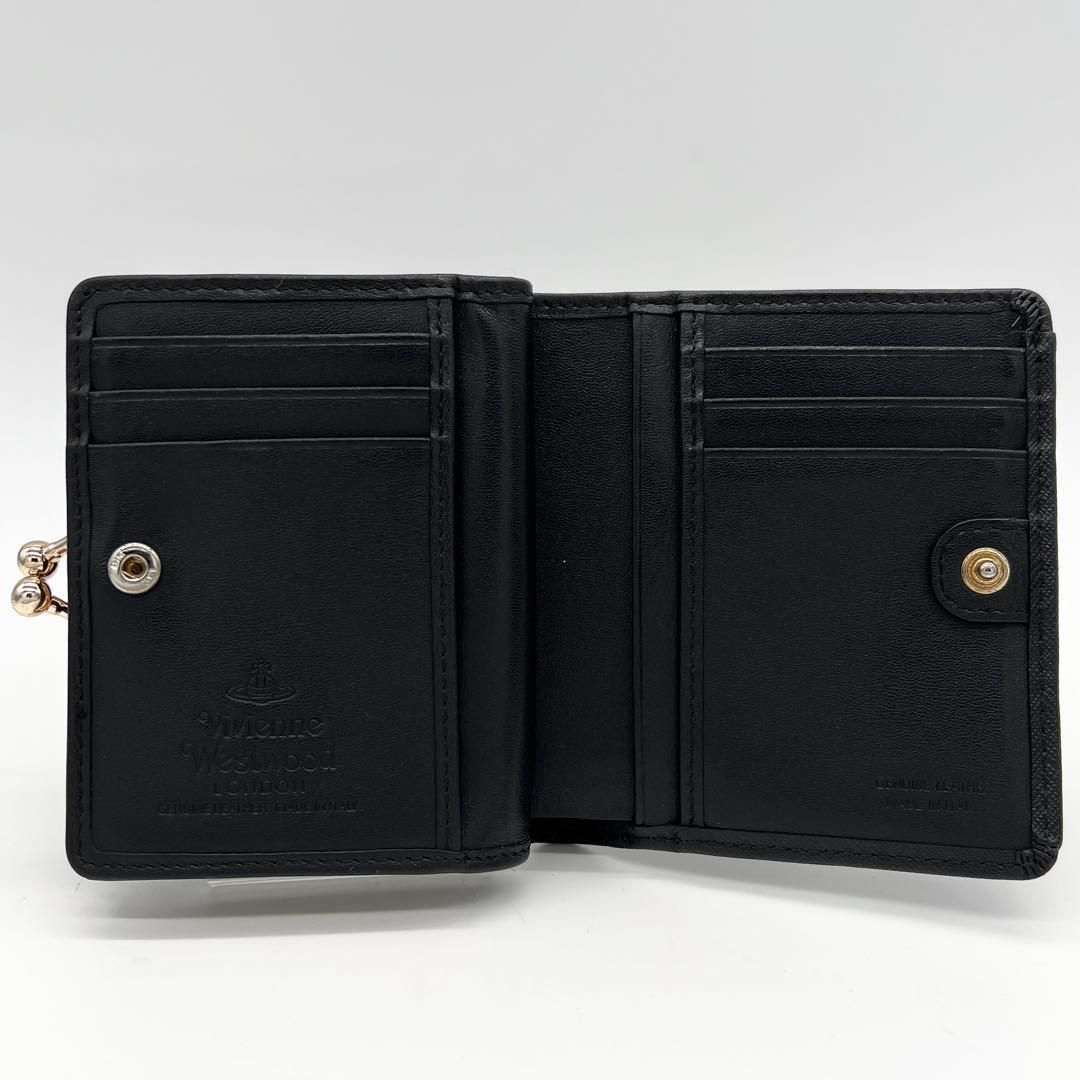 【人気✨】 ヴィヴィアン 二つ折り財布 がま口 オーブ ブラック 黒
