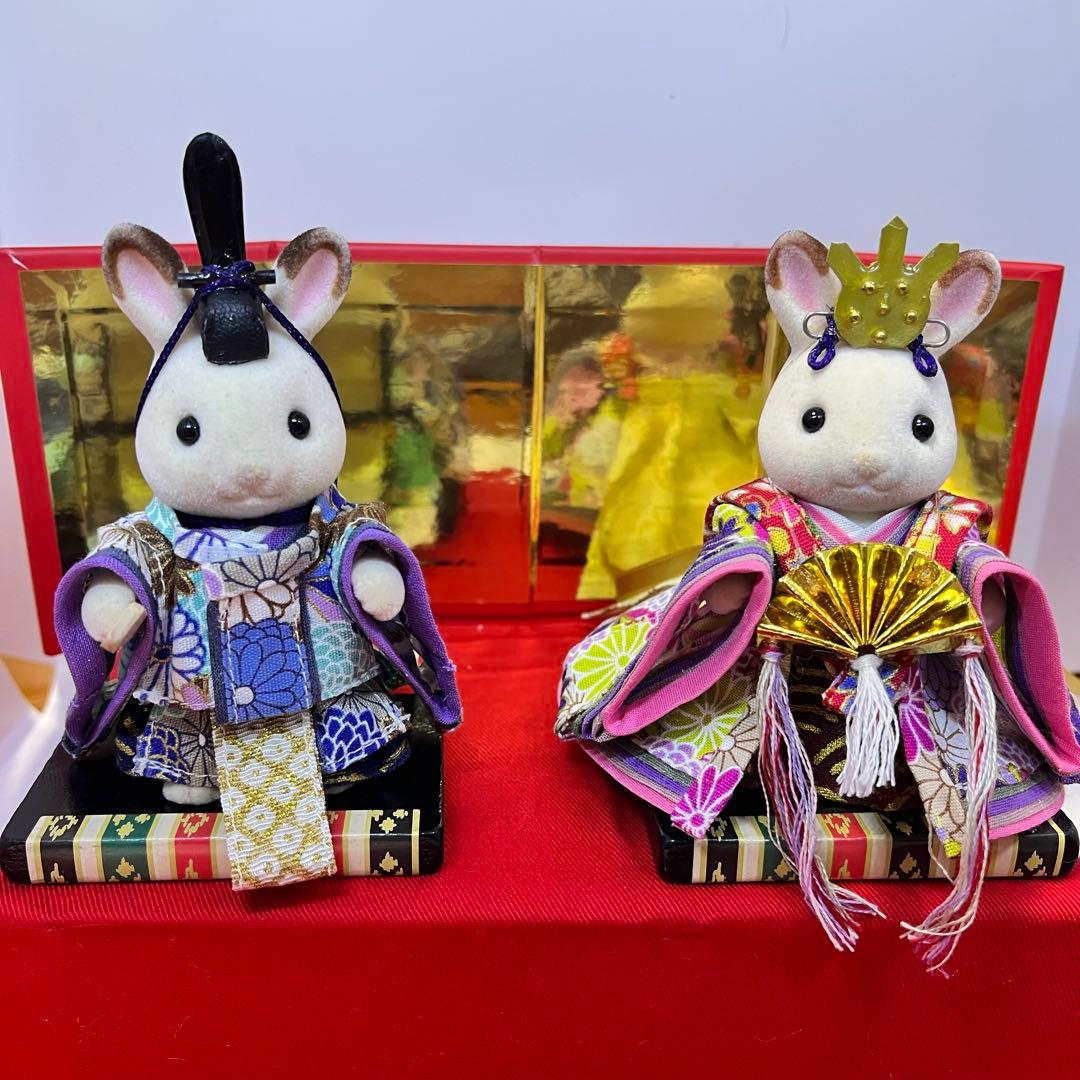 シルバニア　ハンドメイド衣装　雛人形5着セット　男雛女雛　三人官女