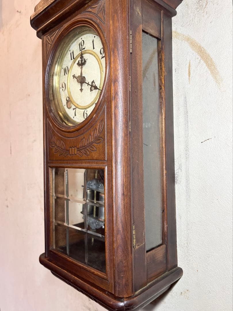 角型　おしゃれ　柱時計　古時計　振り子　ゼンマイ　ボンボン　レトロ　精工舎　大正