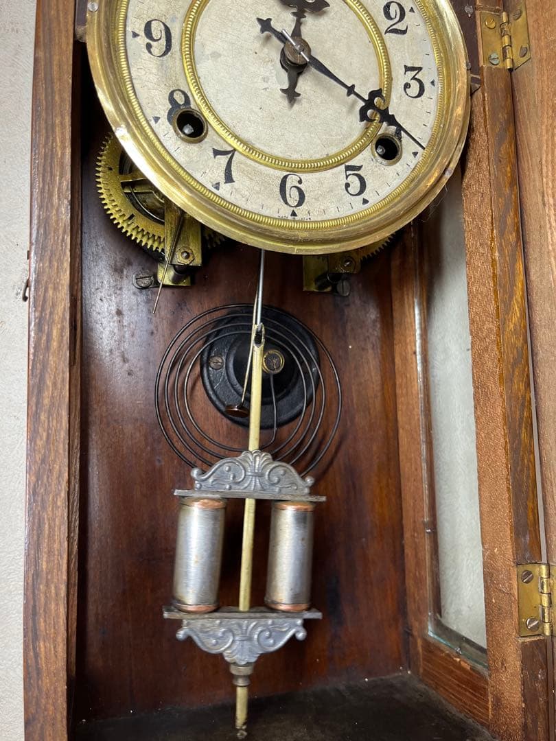 角型　おしゃれ　柱時計　古時計　振り子　ゼンマイ　ボンボン　レトロ　精工舎　大正