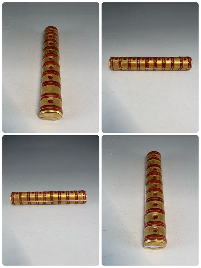 【中古品】高野昭阿弥造　色絵横笛香合　吉向孝造　太鼓蓋置〈税込•送料込〉笛や太鼓