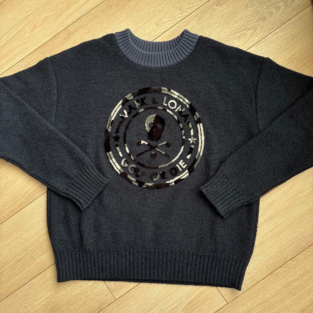 MARK&LONAマークアンドロナ カモフラスカルロゴ★裏地付きニット38(M)