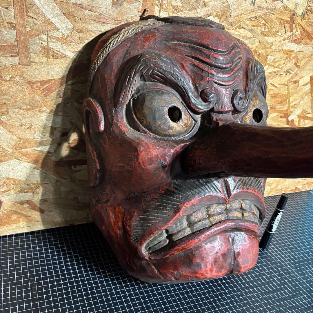 特大　お面　天狗　鬼面　壁掛け　置物