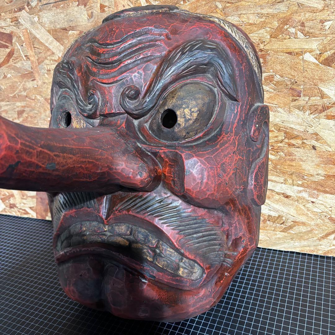 特大　お面　天狗　鬼面　壁掛け　置物