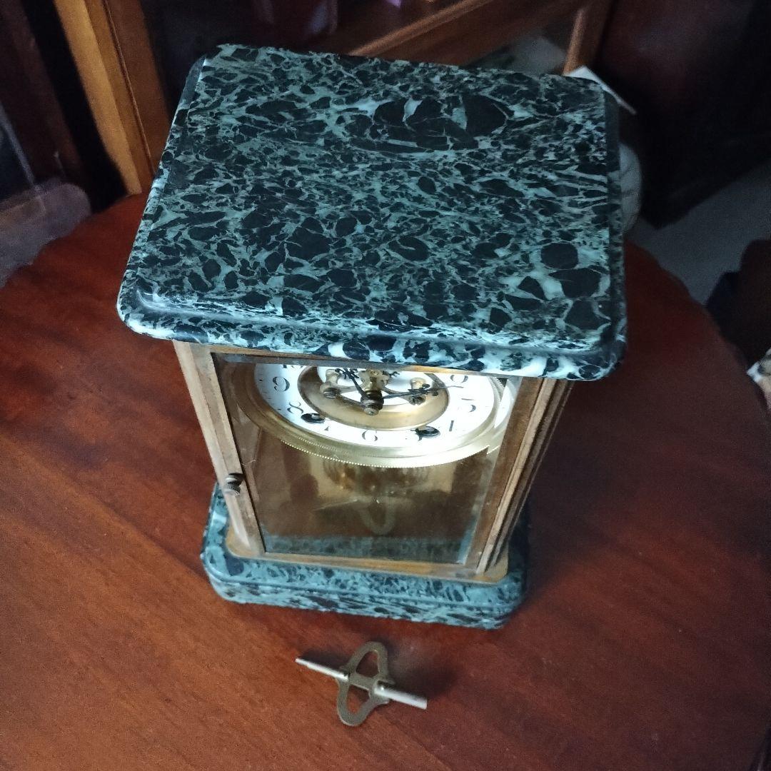 ぬ*.様 アンティーク　精工舎　大理石　４面ガラス　時報打ち　置時計　 ゼンマイ