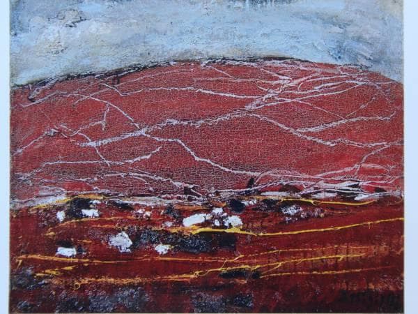 三岸節子、赤い土、希少な額装用画集より、新品高級額装付、状態良好