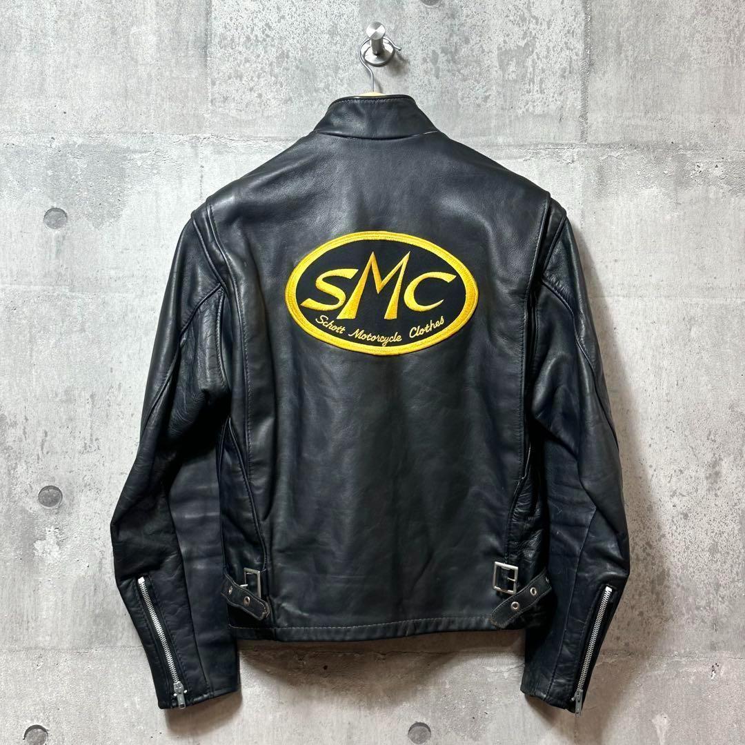 ⭐️即決価格⭐️Schott シングルライダースジャケット　アメリカ製　ワッペン