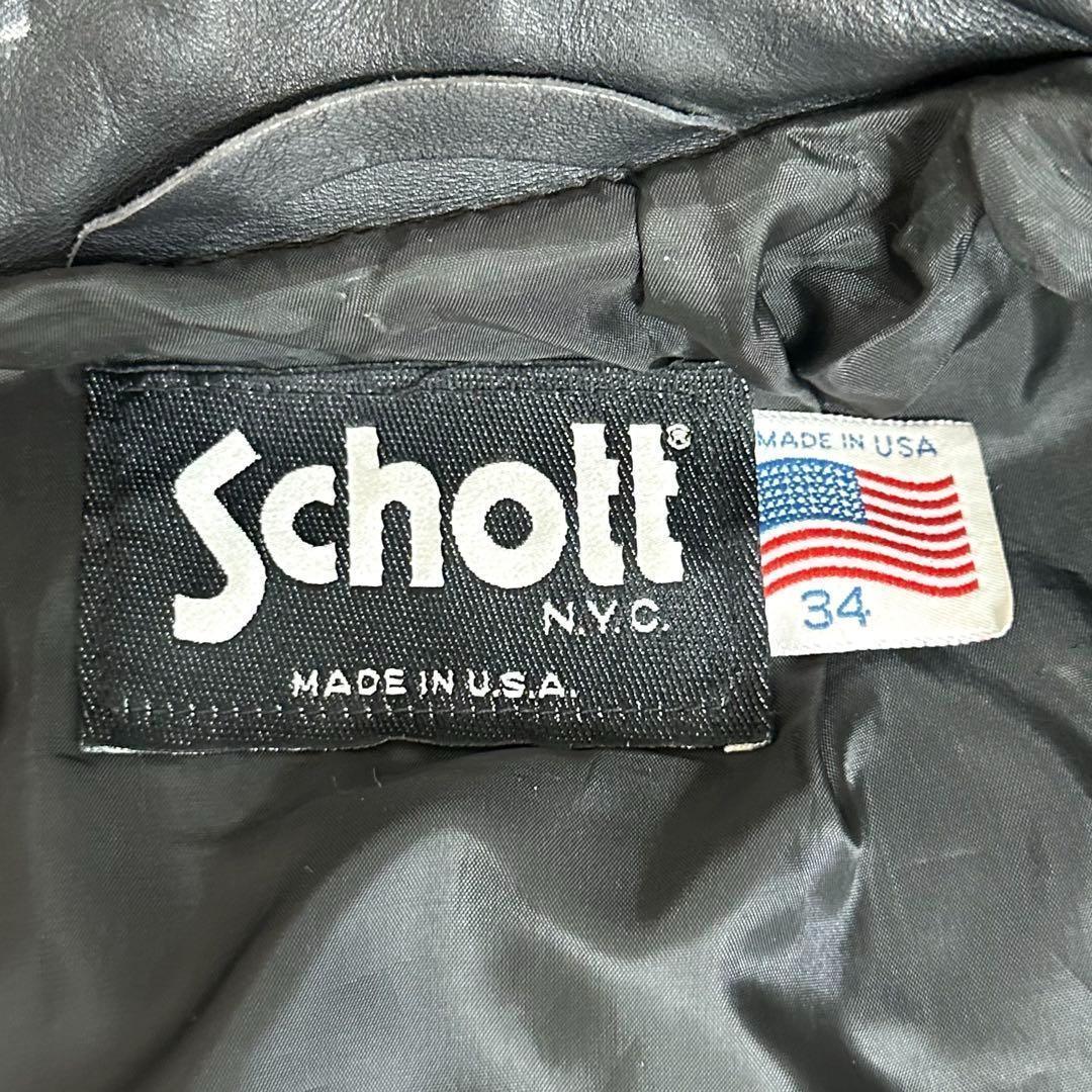 ⭐️即決価格⭐️Schott シングルライダースジャケット　アメリカ製　ワッペン