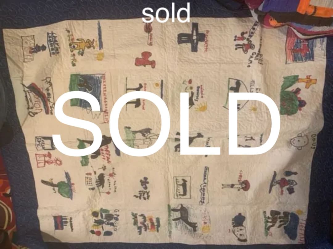 売約済み　アンティーク　パッチワーク　キルト  子どもの絵　アメリカ　テキサス