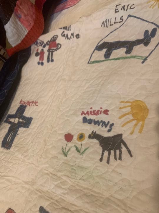 売約済み　アンティーク　パッチワーク　キルト  子どもの絵　アメリカ　テキサス