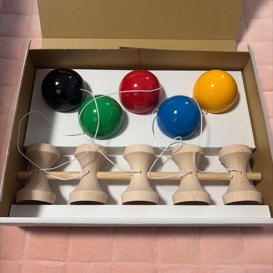 秋元けん玉研究所　5連けん玉大皿（カラー）