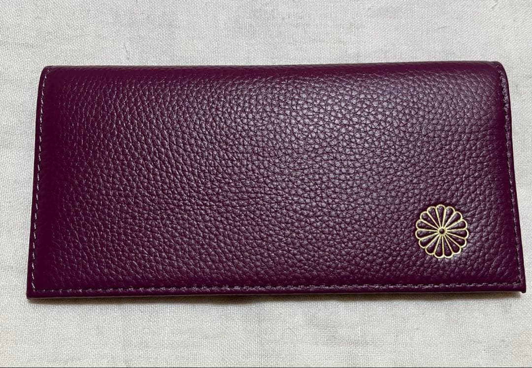皇居　御所　長財布　紫　小豆色　パープル
