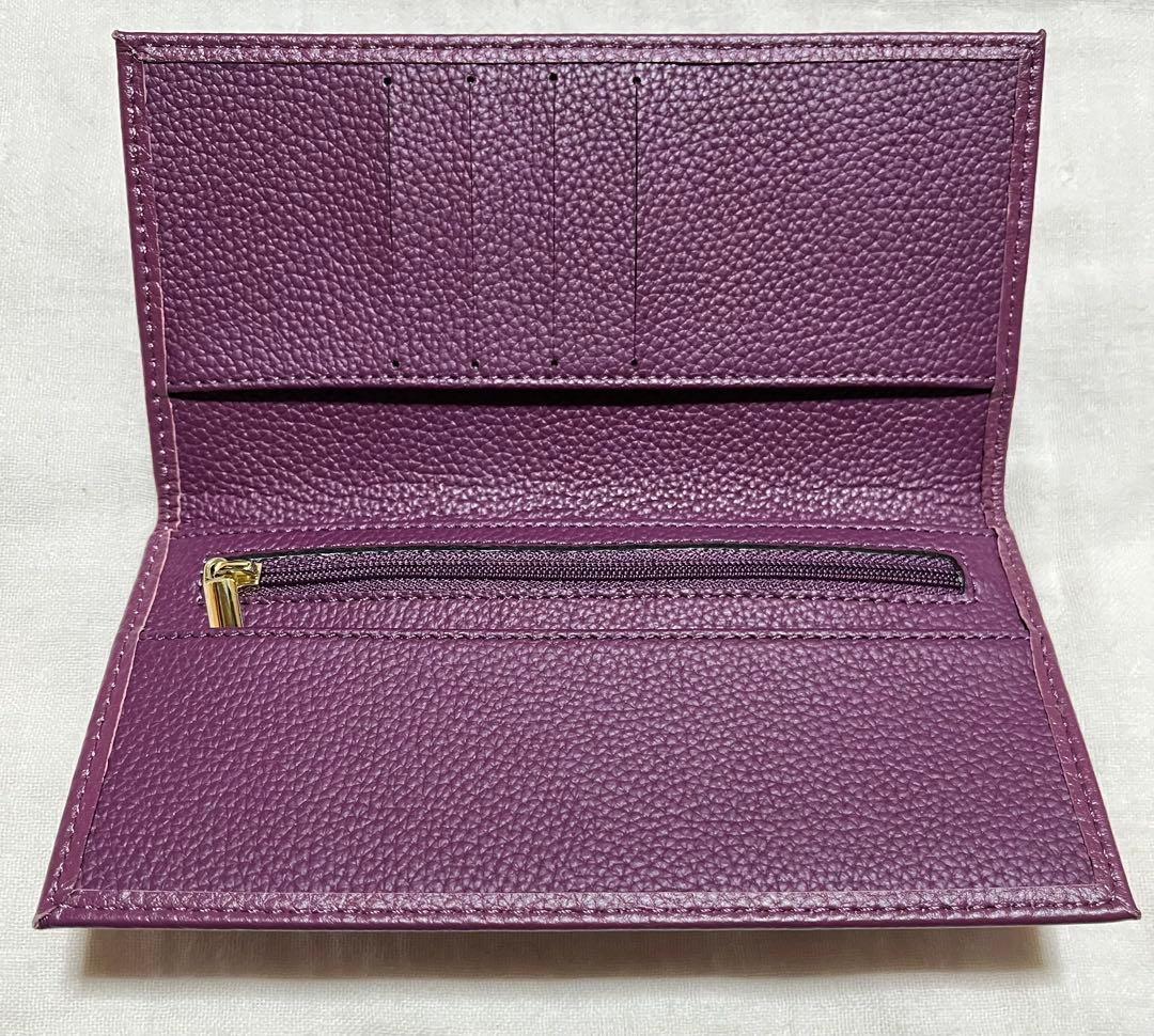 皇居　御所　長財布　紫　小豆色　パープル