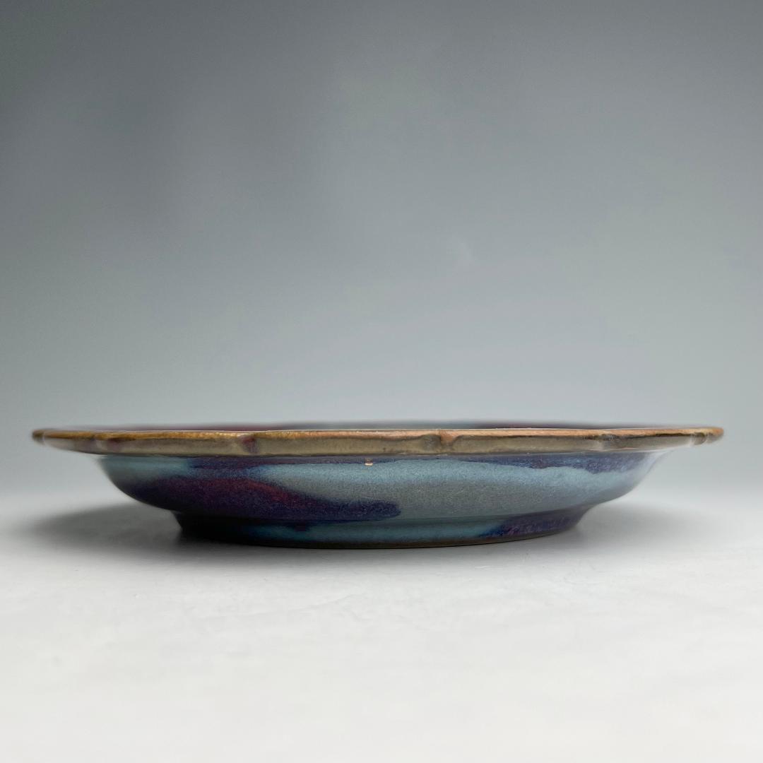 鈞窯天藍釉紫斑陵花盤 宋時代 唐物 中国古玩 中国美術 A904